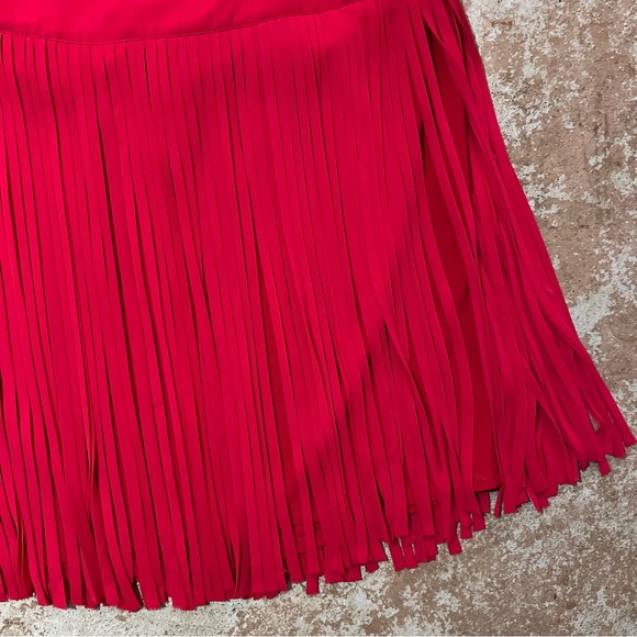 Lane Bryant Fringe Midi Skirt Sz 20 Red Back Lined Knee Length Western Cowgirl - Picture 4 of 14